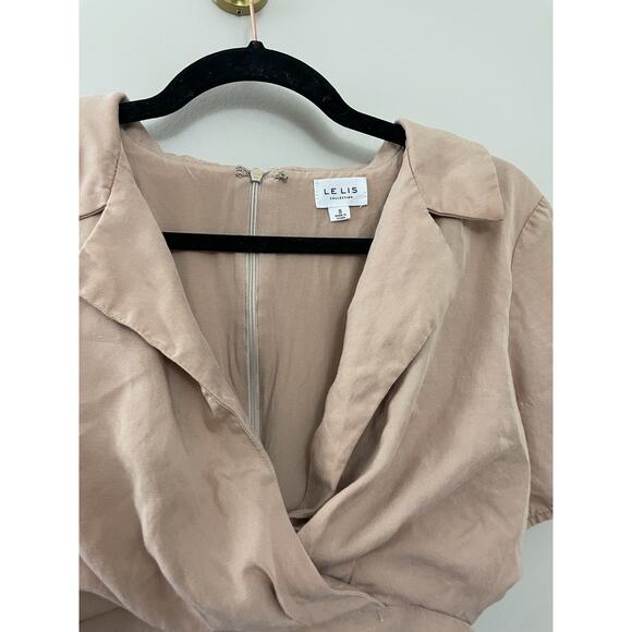 Lelis Vivian Minimalist Neutral Beige Taupe Cut Out Mini Dress Size Small - Picture 7 of 12